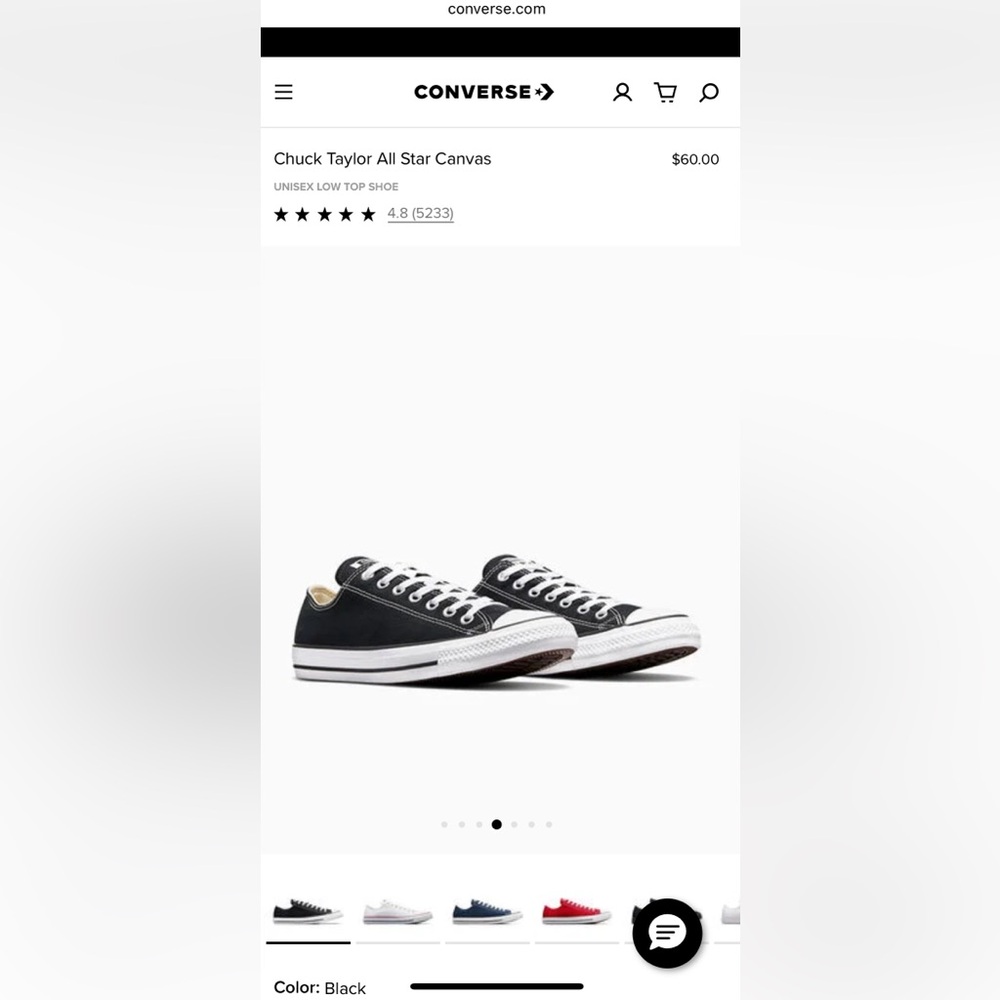 Converse Black Canvas Low Tops